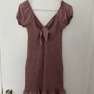 Mauve front knot tie dress